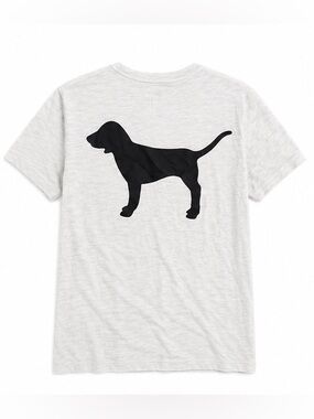 PINK Victoria's Secret White Tee with Black Dog Silhouette
